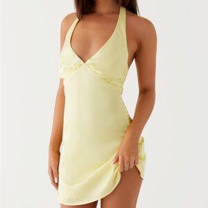 New Peppermayo yellow satin mini dress